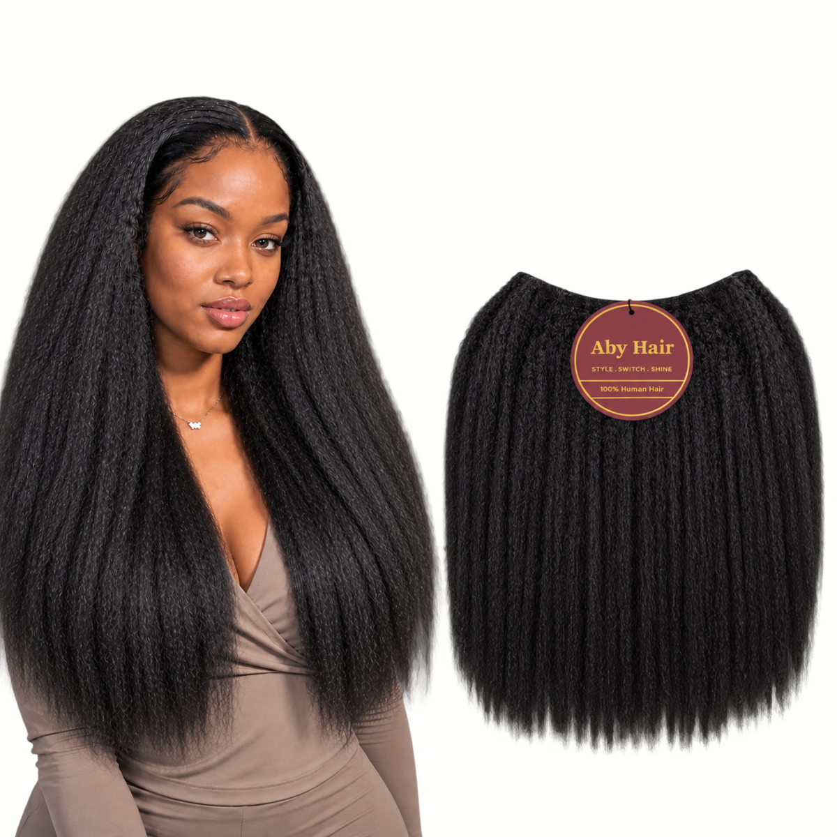 Aby Hair AfroKinky Straight Bundles 100% Human Virgin Hair