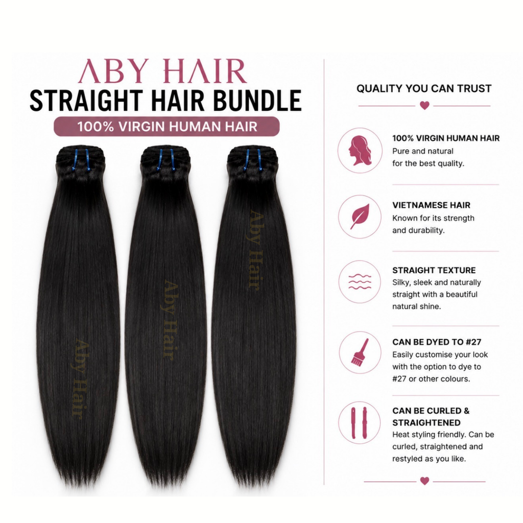 Silky Straight Bundles – 100% Virgin Vietnamese Hair, Zero Shedding